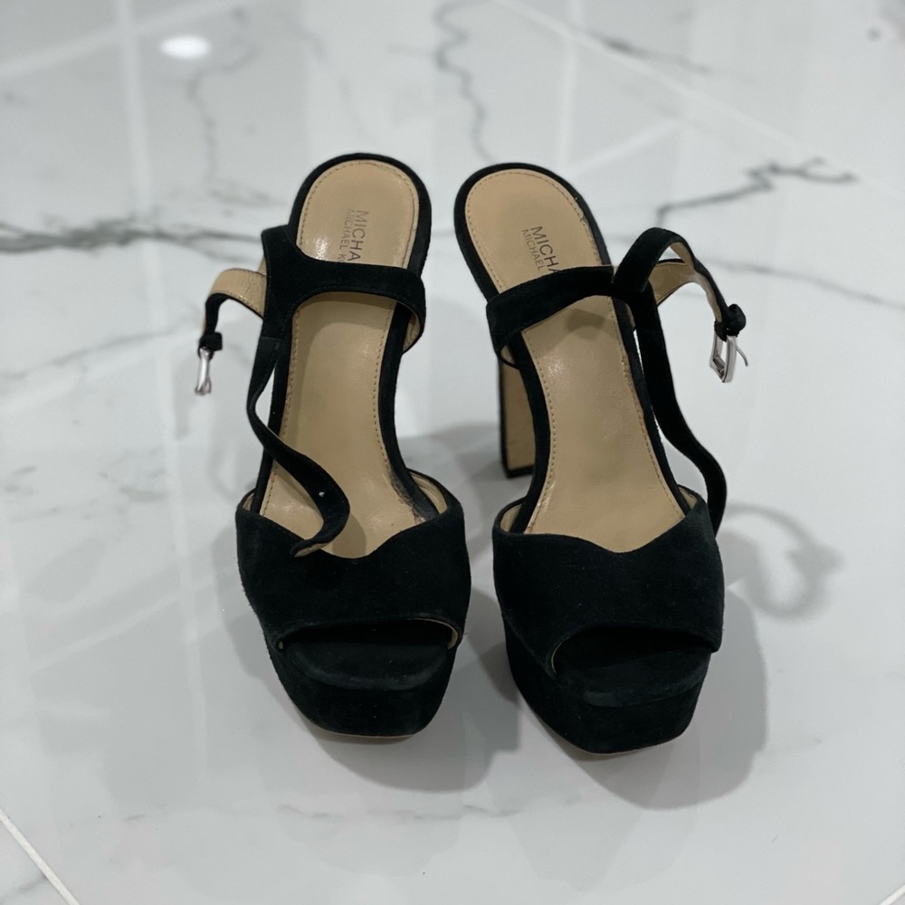 Black Suede Michael Kors Platform Sandals
